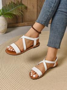 Sandalias planas cómodas, ligeras y versátiles para primavera/verano, tallas grandes para mujeres