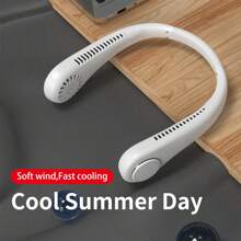 AOYI Portable Neck Fan & Hand Fan Kit, Rechargeable Wearable Personal USB Necklace Fan, Mini Handheld Fan 3-Speed, Essential For Summer Cooling, Suitable For Travel, Office, Home, Outdoor, Sports, Beach, Travel, Random Charging Port - Set - View 6