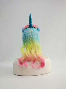 Unicorn Headband With Faux Flower, New European And American Fashion Headpiece, Party & Daily Wear