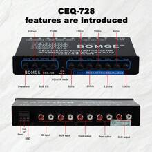 BOMGE 7-Band Car Audio Equalizer Pre-Amp Car Crossover Car Audio Graphic Equalizer Amplify Car'S Sound With 2 Inputs (RCA & High) 6 Outputs For Cars RVs Motorcycles Yachts, Without Battery - 黑色 - 查看 3