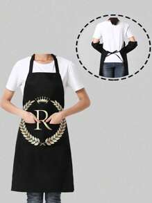 1 件 字母系列金色黑色罗马月桂冠可爱字母派对情人节派对婚礼涤纶印花围裙、厨房、浴室、家居、家居用品 - 彩色 - 查看 2