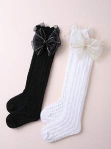 4 pary dziecięcych czarno-białych skarpetek do kolan/za kolano, odpowiednie na święta i do codziennego noszenia