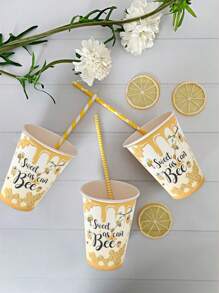 8/16Pcs Bee Theme Tableware Set,Disposable Dinnerware Set,Paper Plates Paper Cups Napkins,Picnic Utensil,1st Birthday Party Supplies,Birthday Party Supplies,Wedding Decor,Babe Shower Decor,Gender Reveal Party Supplies,Bridal Shower Supplies,Holiday Party Supplies - Bee - View 6