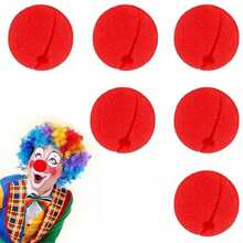 6件套红色泡沫球小丑鼻子，小丑表演道具，也可用作庆典场景道具