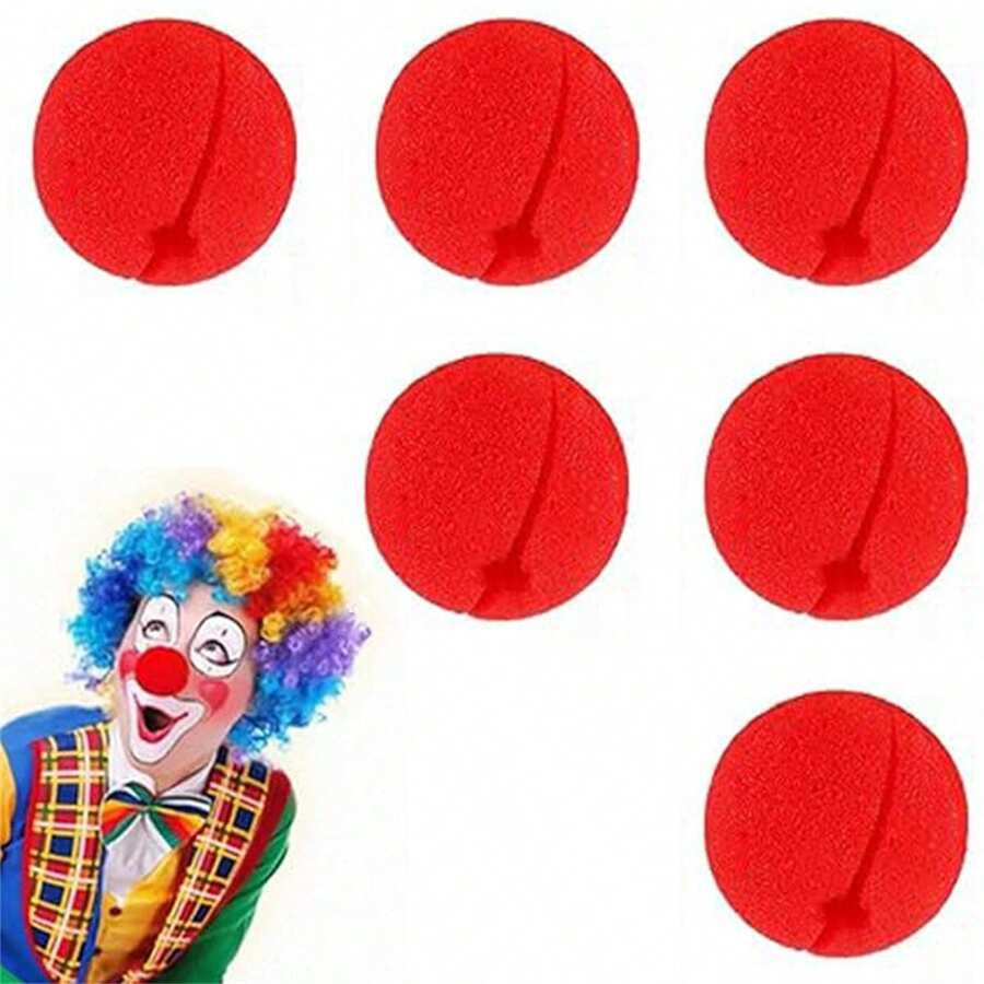 6件套红色泡沫球小丑鼻子，小丑表演道具，也可用作庆典场景道具