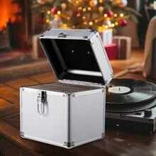 Heavy-Duty 7" Vinyl Record Storage Case - Lockable DJ Flight Carry Case For 50pcs With Durable Design - Silver - View 5