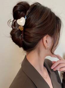 1 szt. Wysokiej jakości, mieszana kolorystycznie, duża spinka do włosów w kształcie serca, akcesorium do włosów, prosty i świeży, elegancki prezent dla kobiet na Walentynki, spinki do włosów, spinki do włosów, spinki do włosów, spinka do włosów, akcesoria do szkoły, akcesoria do włosów na jesień i zimę dla kobiet, stroje wakacyjne, kobieta