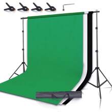 Heavy Duty Photography Studio Backdrop Stand Screen Background Support Kit+Case, 2x2M/2x3M - Black - View 1