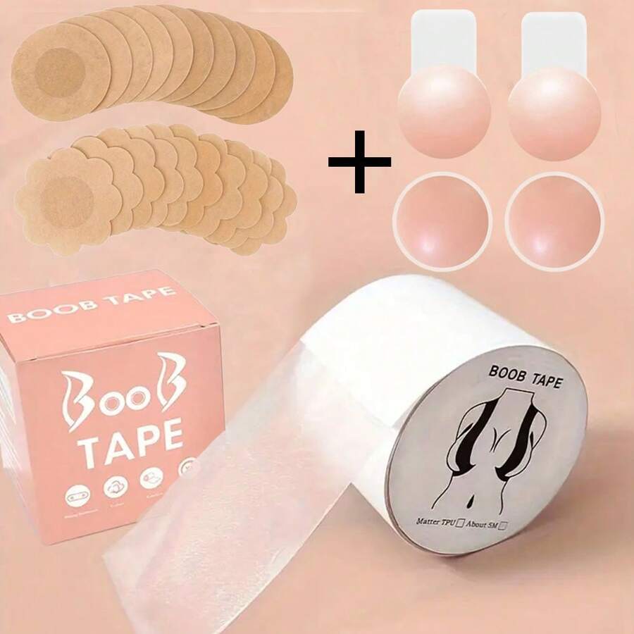 25 件隐形透明胸罩肩带胶带和粘合提升胸罩胶带，乳房花瓣粘性身体胶带适用于女士内衣配件，适用于婚礼/派对 - 彩色 - 查看 1