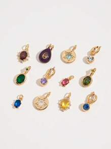 1 件不锈钢 12 生肖石吊坠，适合 DIY 珠宝礼物 - 彩色 - 查看 4