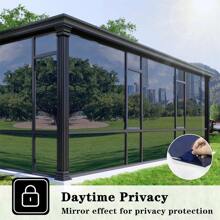 One Way Window Privacy Film Daytime Reflective Mirror Window Tint Self Adhesive Anti Glare UV Blocking Window Sticker For Home Office, Blue Silver - Multicolor - View 8