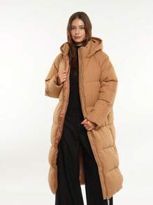 Chaquetas acolchadas extra largas para mujer, con capucha, cálidas, repelentes al agua, abrigo de invierno con cremallera bidireccional