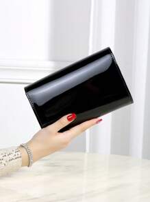 Cute, Charming Minimalist PU Material Square Handbag, Magnetic Closure, Elegant & Fashionable Party Clutch, Suitable For Women's Birthday, Evening Events Shoulder Bag - Black - View 7