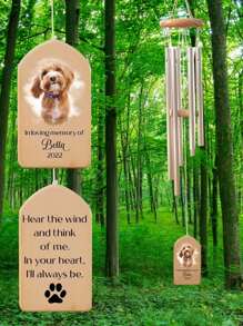 Customized Pet Memorial Wind Chimes, Pet Bereavement Memorial, Pet Loss Gift, Watercolor Pet Portrait Wind Chimes, Dog Memorial Gift