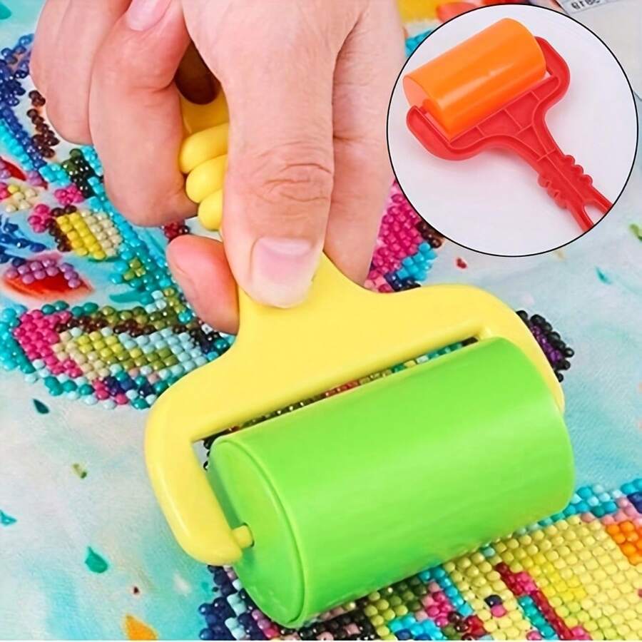1pc Plastic Random Color Rubber Roller Diamond Painting Tools Diamond Art Reinforced Plastic Roller Cross Stitch DIY Accessories Practical Tools - Multicolor - View 1