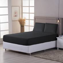 400 Thread Count Sheet Set With Elastic Band Standard Hotel Single Double Queen King - 黑色 - 查看 2