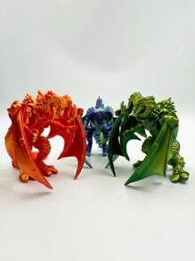 3D Printed Posable Triceratops Figurine With Movable Wings, Holographic Gradient Desk Decor Accessory - Multicolor - View 5