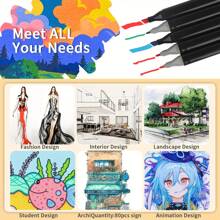 开学季酒精马克笔套装、双头搅拌器艺术马克笔、成人涂色永久性素描马克笔、插画酒精马克笔（48/80/120/168 色） - 120種顏色 - 查看 4