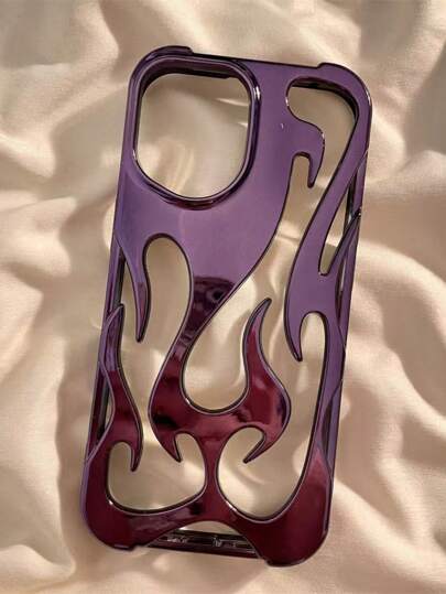 Y2K Fashion New Hollow Flame Pattern Anti-Drop Electroplated Soft Phone Case Compatible With IPhone[IP], Galaxy[Galax], [Sam]/15ProMax/16proMax/16pro/14proMax/14pro/13proMax/Compatible With IPhone16/11/12/13/14/15/A13/A14/A15/S22Ultra/S23Ultra/S24Ultra/S25Ultra/S22/S23/S24/S25/A16/A53/A54/A55 Waterproof Shockproof Scratch Resistant Spring Birthday Gift