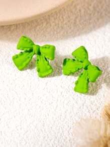 1 Pair Fashionable Lovely Chic Bowknot Design Earrings, Versatile High-End Elegant Ear Studs For Women