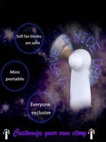 1 pieza Ventilador con texto intermitente personalizado, Ventilador de mano pequeño con texto LED intermitente, Ventilador de escritorio, Ventilador con logotipo iluminado de texto personalizado, Pequeño regalo personalizado de verano, Ventilador pequeño, Ventilador con texto de confesión de San Valentín personalizado, Regalo de San Valentín - Multicolor - Ver 4