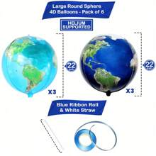 6 Pcs 22 Inch 4D Globe Decoration Balloons Around The World Decoration Earth Balloons Bon Voyage Party Travel Party Decorations