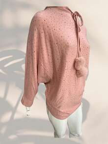 Sudadera con estampado de brillos para mujer - Rosa Pálido - Ver 2