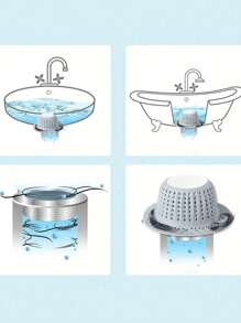 Tapón de silicona para el drenaje del lavabo, atrapa cabello, filtro anti-obstrucción, cubierta del drenaje para el baño, decoración del hogar y el baño para el verano - Multicolor - Ver 9
