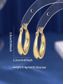 1 对复古时尚优雅铜环耳环，适合日常佩戴、约会和送给女朋友的礼物 - 金色 - 查看 5