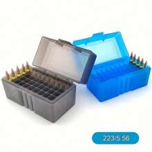 1 pieza Caja de munición de 50 cartuchos Estuche de balas con tapa abatible Caja de almacenamiento de balas 223 Caja de herramientas para accesorios de armas de viaje