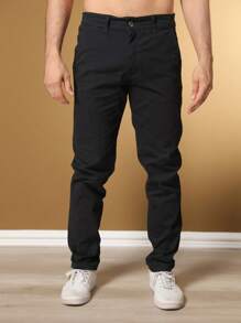 Men's Tailored Twill Trousers With Knife Pocket And Built-In Pocket - 黑色 - 查看 3