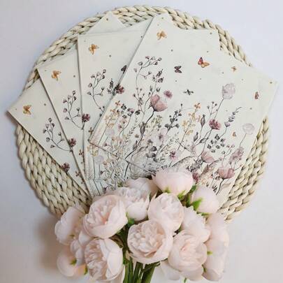 20 件/40 件/60 件/套，春花鸡尾酒餐巾一次性花卉纸巾向日葵野花蜜蜂饮料餐巾适用于春夏茶会装饰