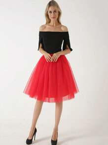 1 pièce Jupe Tutu A-Line Multi-Couche en Tulle Colorée Style Européen et Américain pour Femmes
