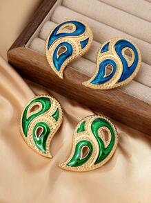 1 对金属水滴耳钉，优雅复古风格，适合日常、节日和各种场合 - 水滴 - 查看 8