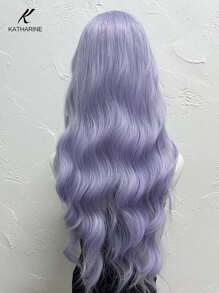 KATHARINE（不含配饰）26 英寸长 U 型蕾丝合成耐热假发，波浪梦幻紫色假发，由纤维制成，适合日常使用万圣节派对 - 紫色 - 查看 5
