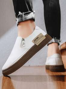 Men's Casual Loafers, 2025 Spring Soft Outsole Soft Material Lightweight Comfortable Men's Shoes, Low-Top Round Toe Side Zipper Thick-Sole Fashionable Versatile Men's Shoes, PU Leather Waterproof Oil-Resistant Fisherman Shoes For Men