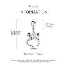 1 Pc Sliver Color Simple Pink Heart Cubic Zirconia Princess Style Bow Knot Pendant Charm Fit Original Bracelet Necklace Beads For Diy Jewelry Making Women Girl Birthday Jewelry Gift For Daughter - Silver - View 4