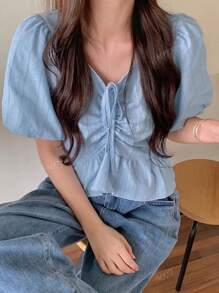 Women's Plain Simple Short Sleeve Casual Blouse Top