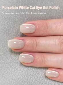 annies 10ml/1pc 月光乳白色猫眼指甲油凝胶，2025年新品闪亮瓷白色玻璃珠猫眼UV/LED凝胶抛光，美甲DIY