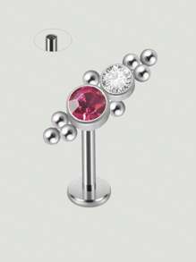 1PC Stainless Steel Internal Thread Labret Lip Ring Synthetic Opal&Rhinestones Cluster Curved Ear Cartilage Tragus Helix Daith Piercing Jewelry Unisex - Silver - View 13