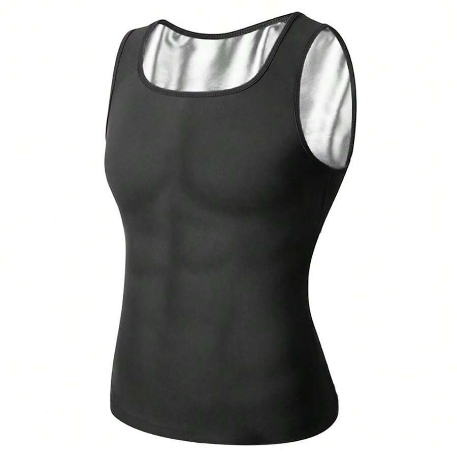 سترة التعرق لحمام الساونا للرياضة والخارجي، خزان قمة التمرين لتنحيف الخصر، للرجال، ملابس تحتية مشكلة للضغط والمساعدة في التمارين، حزام تنحيف للبطن، أحزمة قطنية للتنحيف والتشكيل، اكسسوارات رياضية - فضي - مشاهدة 1