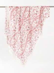 1pc Floral Printed Chiffon Scarf Headscarf - Multicolor - View 5