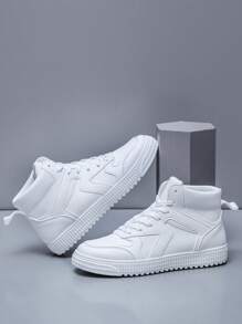 Women's Fashionable Simple Comfy Sneakers/Flats/ High-Top White Sneakers/Flats/ /Running Shoes For Students In All Seasons - White - View 2