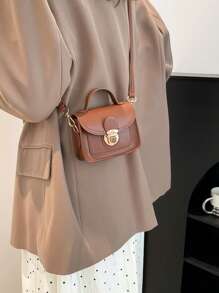 1 Brand New Solid Color Lychee Pattern Diagonal Shoulder Bag, Fashionable And Avant-Garde, Retro Suitable For School, Shopping, Travel, Suitable For Girl's Use, Zipper Closure Adjustable Shoulder Strap, Matching With Clothes, Is The Best Choice For Giving Gifts To Family And Friends - Multicolor - View 6