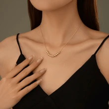 Women's Elegant Pearl Necklace - Brass Material With 18K Gold Plating, Permanent Color Retention, Anti-Allergy. This Versatile Necklace, Designed Specifically For Women, Combines A Choker Necklace With A Pearl Strand, Showcasing A Sophisticated And Charming Look Suitable For Daily Wear Or Dates, Highlighting The High-End Aesthetics Of The Female Charm. - Gold - View 3