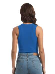 GEREARC Women Tank Tops Summer Sleeveless Casual Cami Top Shirt Slim Racerback Blouses - Màu xanh lam - Xem 2