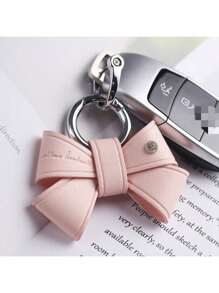AD 1个蝴蝶结钥匙扣吊坠，可爱皮革钥匙链配饰，适合女性，可用于汽车、摩托车、背包等。