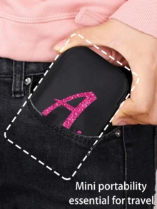 1pc Customized Your Name Shiny Heart-Shaped Letters Az Portable Mini Storage Bag, Love Pattern Waterproof And Drop-Proof Digital Bag, Initials Logo Mobile Phone Charger Data Cable Storage Bag, Zipper Storage Box Wallet Data Cable Bag Digital Bag Electronic Bag Electronic Storage Device Data Cable Storage Device Wireless Earphones Bluetooth Earphones Business, Travel, School, College, Office, Best Valentine's Day Gift