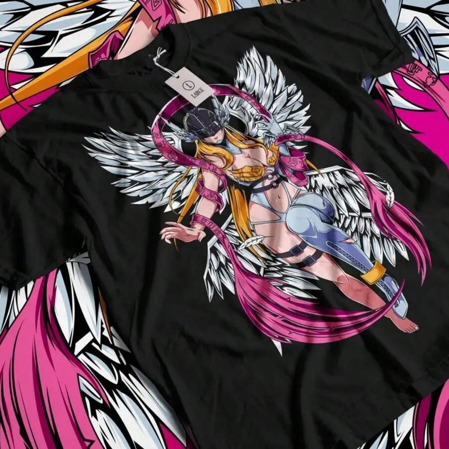 Camiseta De Angemon, Camisa De Anime Digimon, Camiseta De MagnaAngemon - màu đen - Xem 1