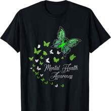 Butterflies Ribbon Women Mental Health Awareness T-Shirt